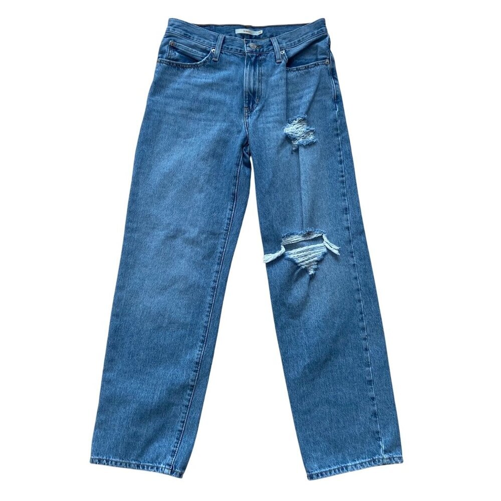 Levis 94 Baggy Womens Distressed High-Waisted Jeans Size 28 ripped 100% Cotton